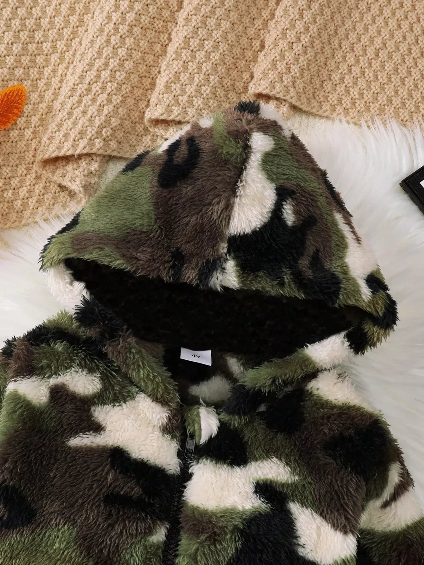 Trendy Kids Apparel US Kids Clothing Children's Camouflage Plush Hooded Jacket