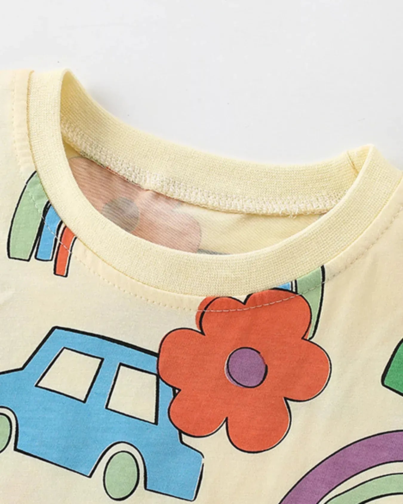 Trendy Kids Apparel US Kids Clothing Children's Cartoon Car & Rainbow Print Short Sleeve T-Shirt
