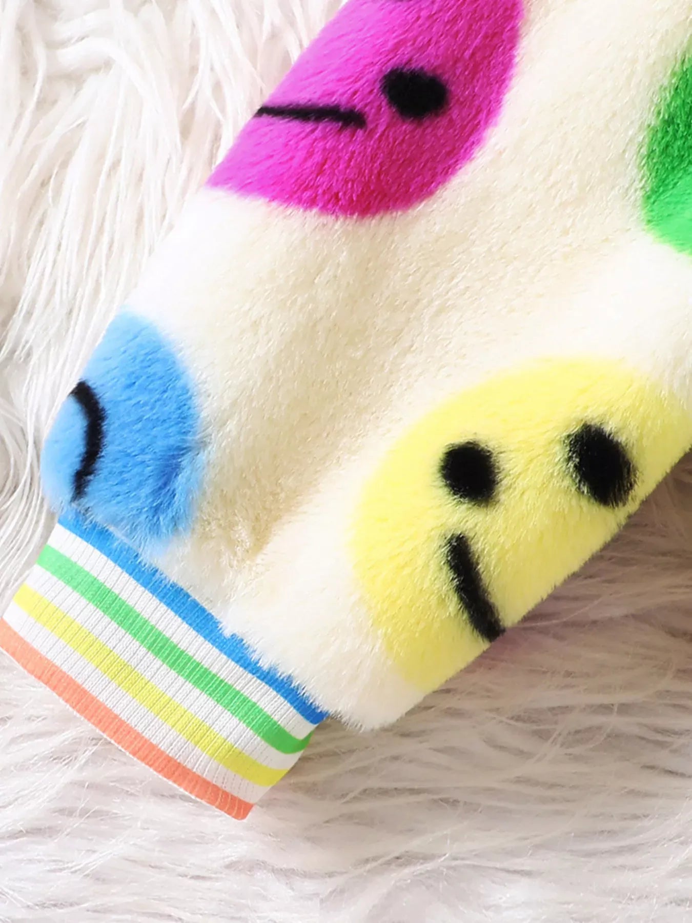 Trendy Kids Apparel US Kids Clothing Children's Cheerful Smiley Face Print Plush Jacket