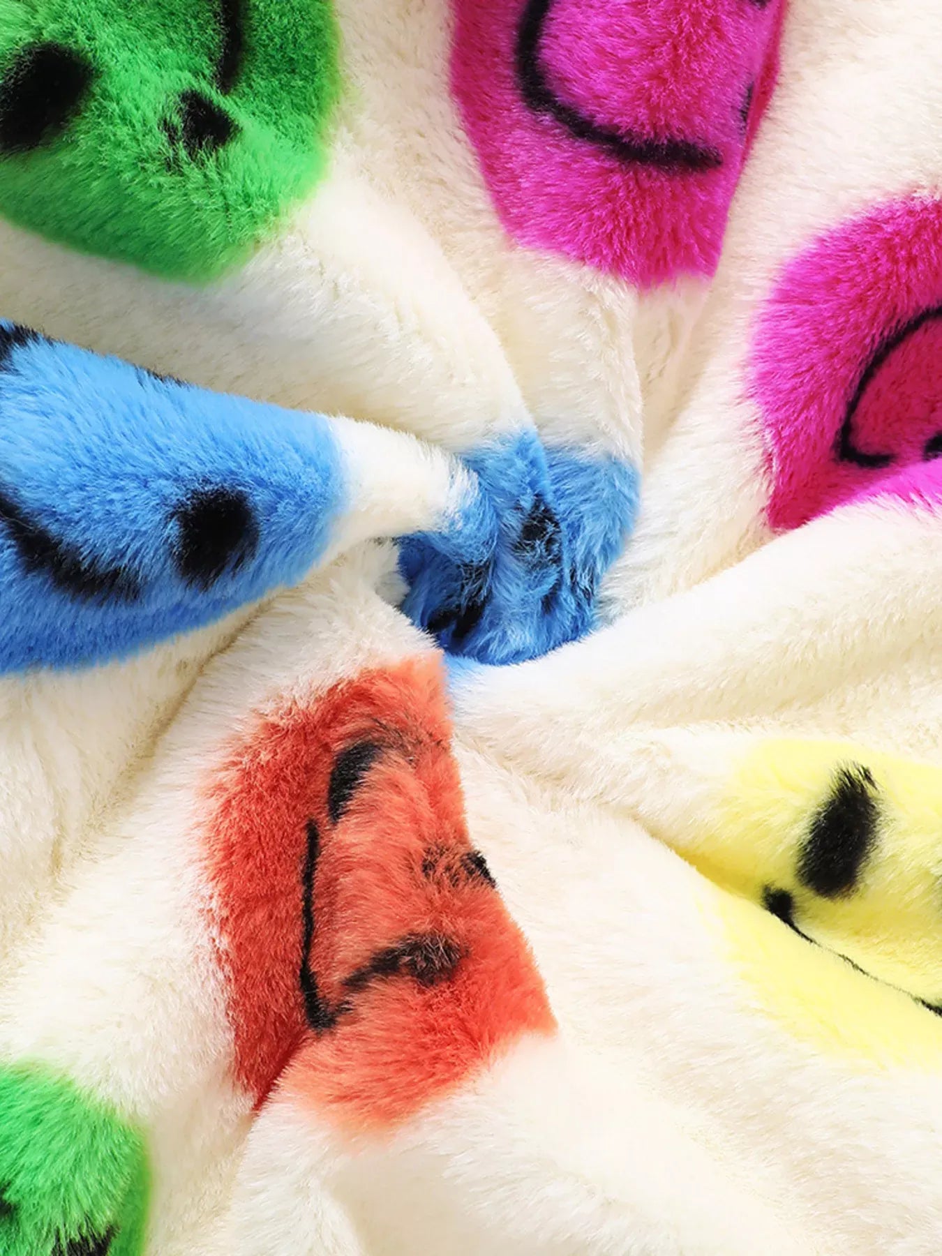 Trendy Kids Apparel US Kids Clothing Children's Cheerful Smiley Face Print Plush Jacket