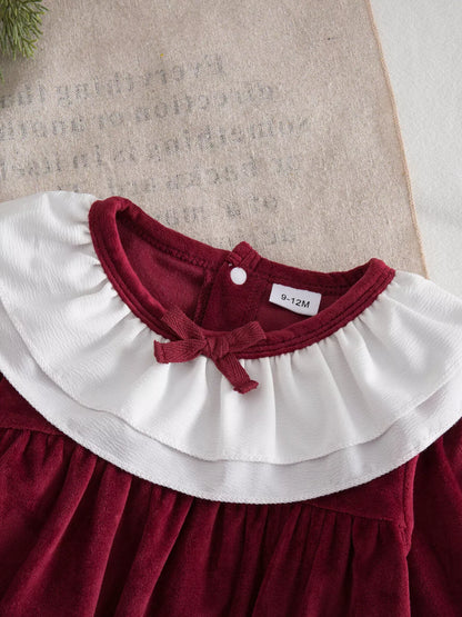 Trendy Kids Apparel US Kids Clothing Children's Christmas Velvet Bodysuit and Socks Set