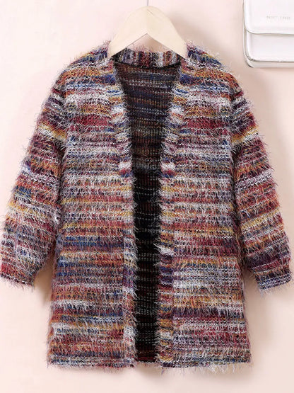 Trendy Kids Apparel US Kids Clothing Children's Colorful Knitted Fuzzy Cardigan