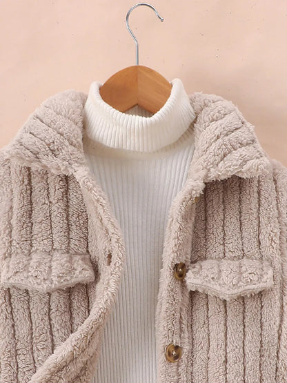 Trendy Kids Apparel US Kids Clothing Children's Cozy Fleece Button-Down Jacket