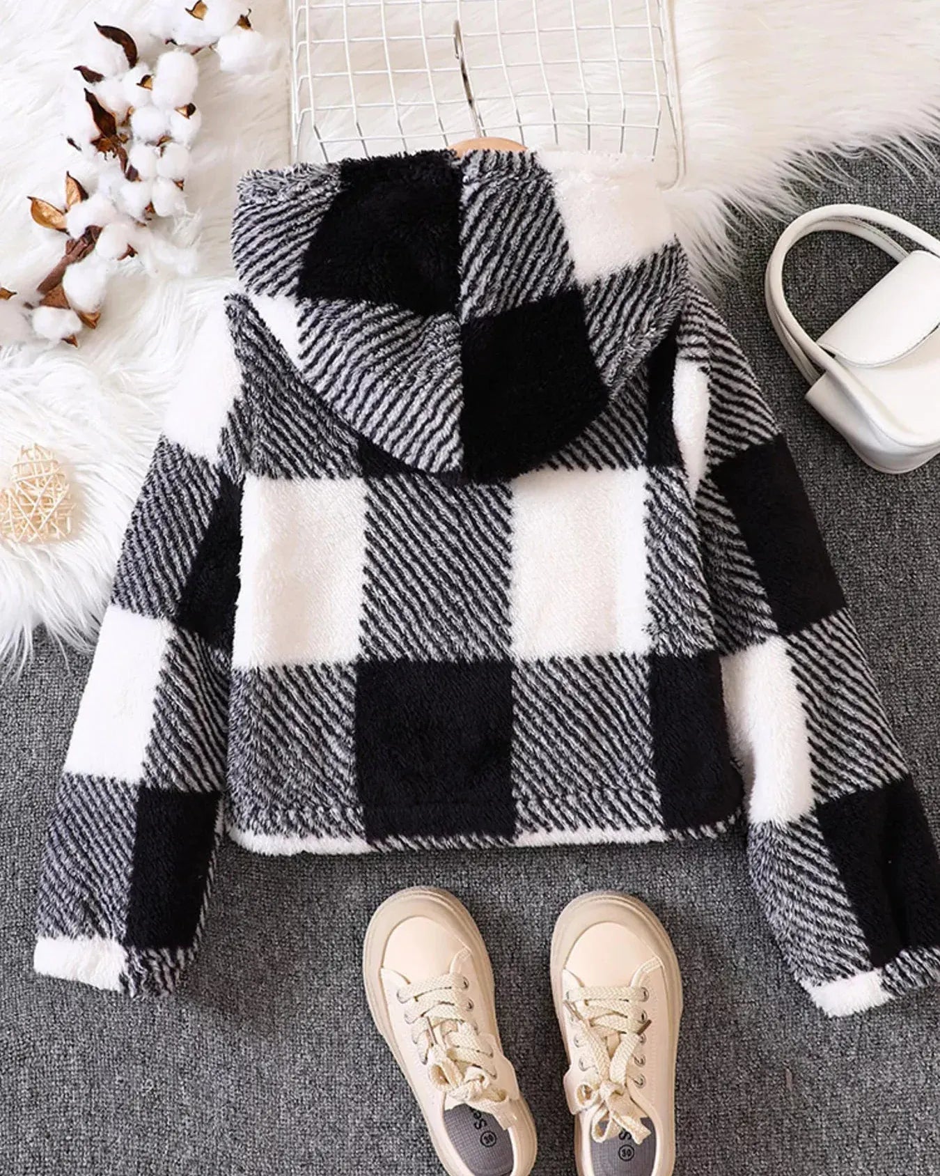 Trendy Kids Apparel US Kids Clothing Children's Cozy Plaid Hooded Fleece Jacket