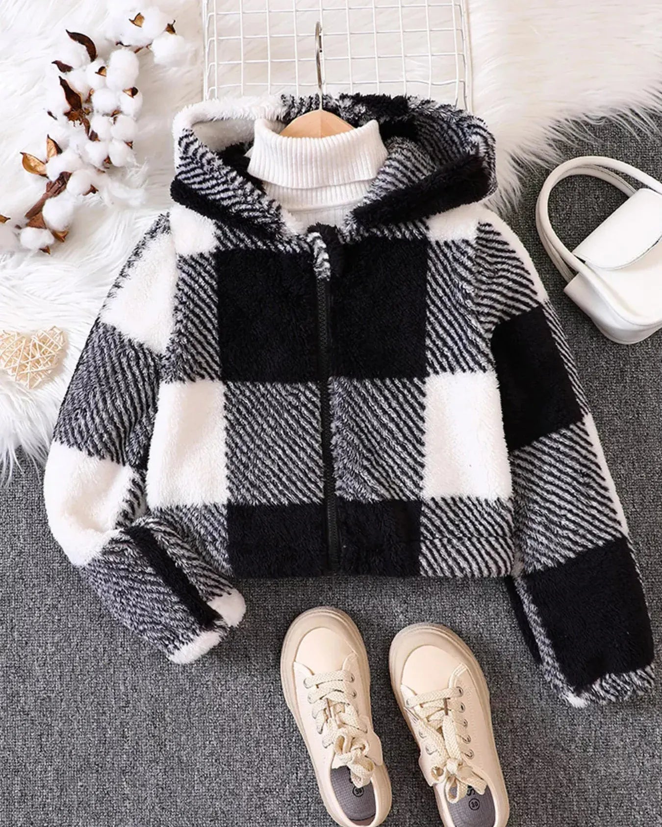 Trendy Kids Apparel US Kids Clothing Children's Cozy Plaid Hooded Fleece Jacket