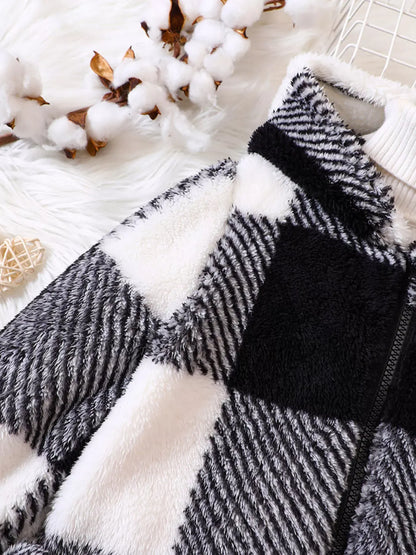 Trendy Kids Apparel US Kids Clothing Children's Cozy Plaid Hooded Fleece Jacket