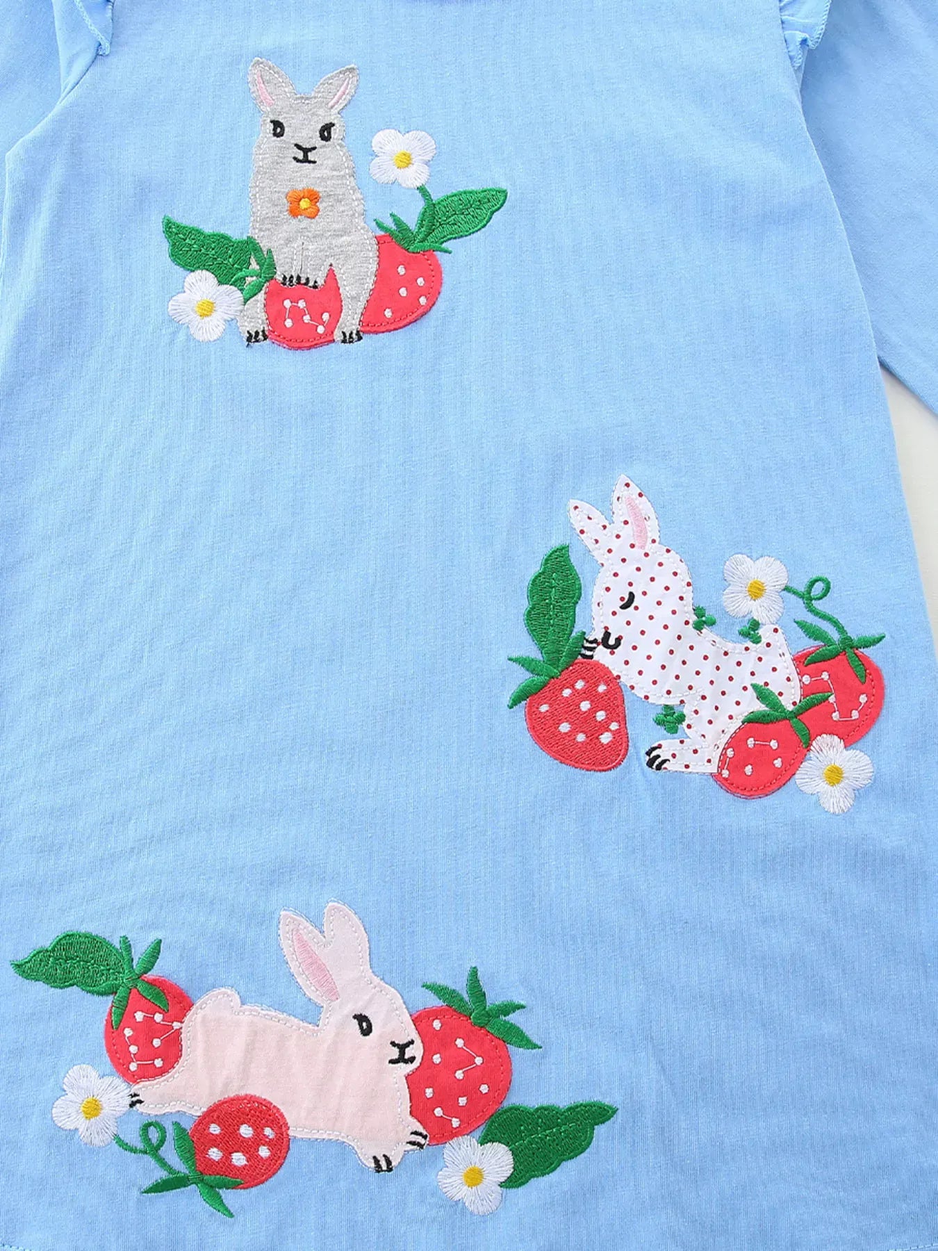 Trendy Kids Apparel US Kids Clothing Children's Cute Rabbit & Strawberry Long Sleeve Dress
