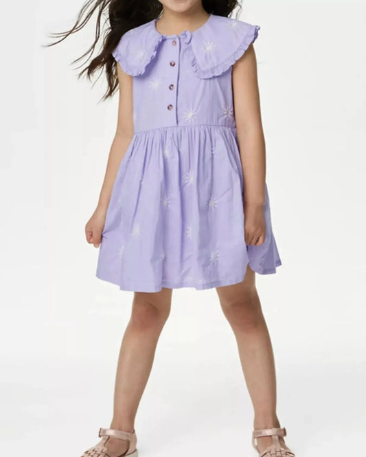 Trendy Kids Apparel US Kids Clothing Children's Daisy Peter Pan Collar Sleeveless Dress