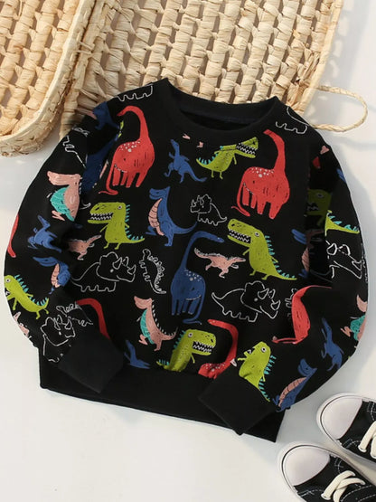 Trendy Kids Apparel US Kids Clothing Children's Dinosaur Print Crew Neck Sweatshirt
