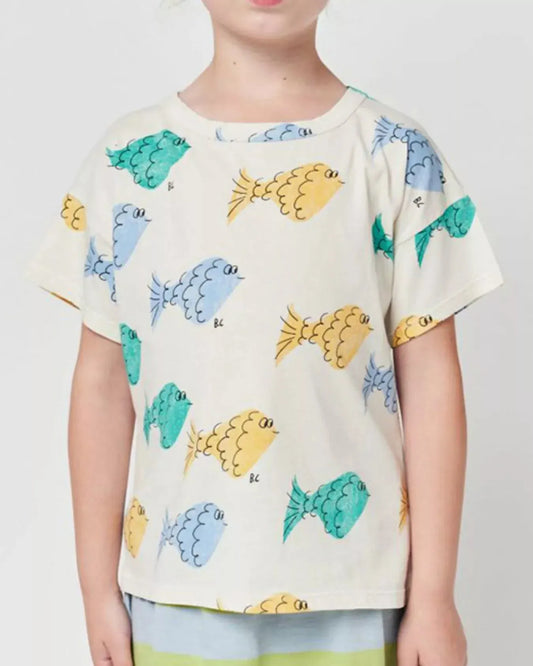 Trendy Kids Apparel US Kids Clothing Children's Fish Print Round Neck T-Shirt