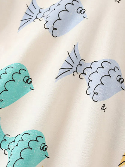 Trendy Kids Apparel US Kids Clothing Children's Fish Print Round Neck T-Shirt