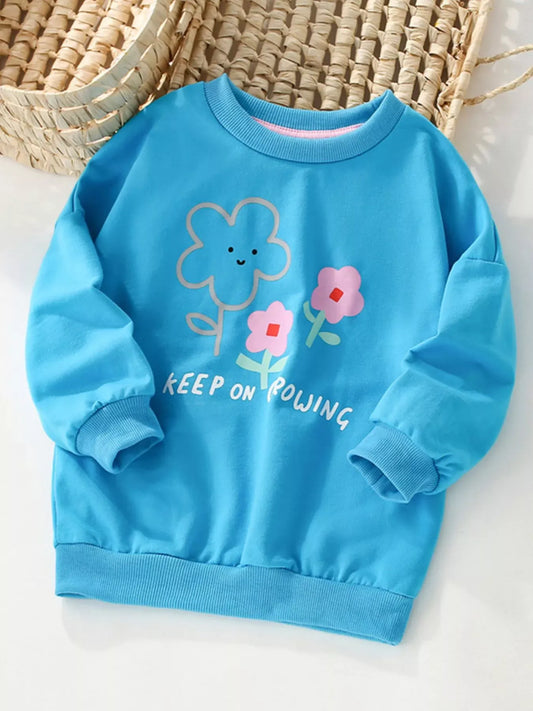 Trendy Kids Apparel US Kids Clothing Children's Floral Crew Neck Casual Sweatshirt