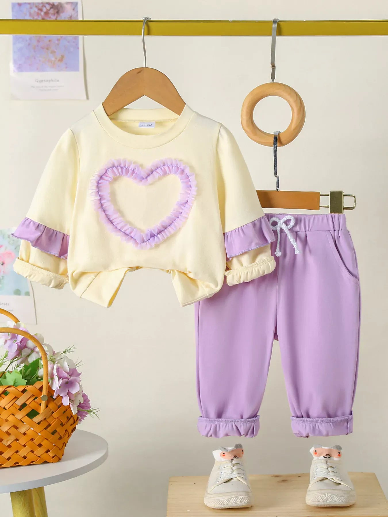 Trendy Kids Apparel US Kids Clothing Children's Flower Long Sleeve Top and Pants Set