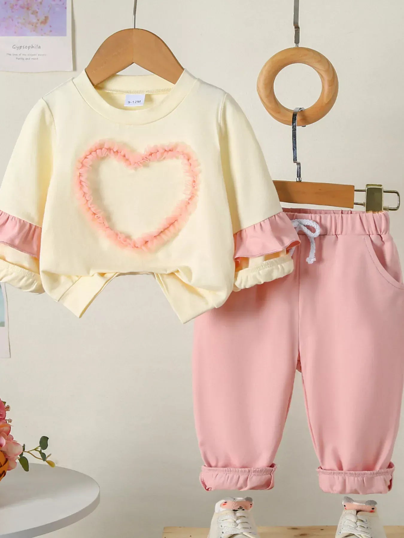 Trendy Kids Apparel US Kids Clothing Children's Flower Long Sleeve Top and Pants Set