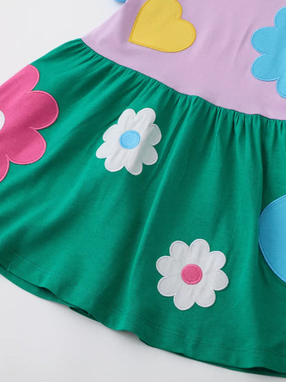 Trendy Kids Apparel US Kids Clothing Children's Flower Round Neck Dress