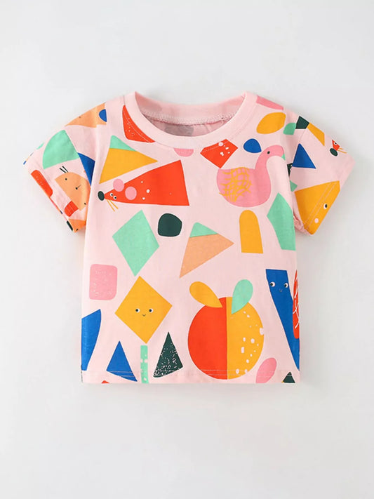 Trendy Kids Apparel US Kids Clothing Children's Geometric Print Short Sleeve T-Shirt