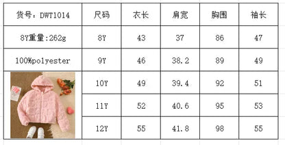 Trendy Kids Apparel US Kids Clothing Children's Heart Pattern Fuzzy Hooded Outerwear