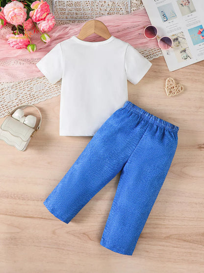 Trendy Kids Apparel US Kids Clothing Children's Heart Print Casual Kids Set