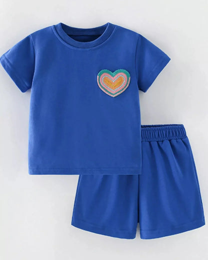 Trendy Kids Apparel US Kids Clothing Children's Heart Round Neck Tee and Shorts Set