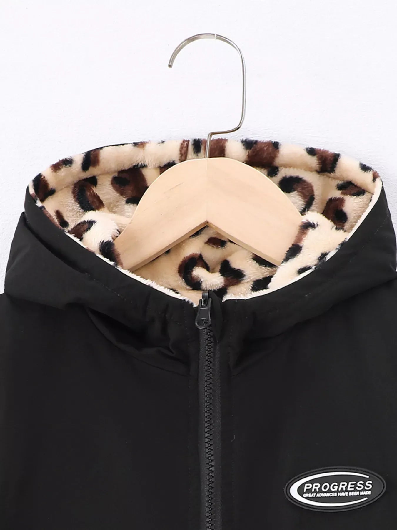 Trendy Kids Apparel US Kids Clothing Children's Hooded Leopard Lined Warm Jacket