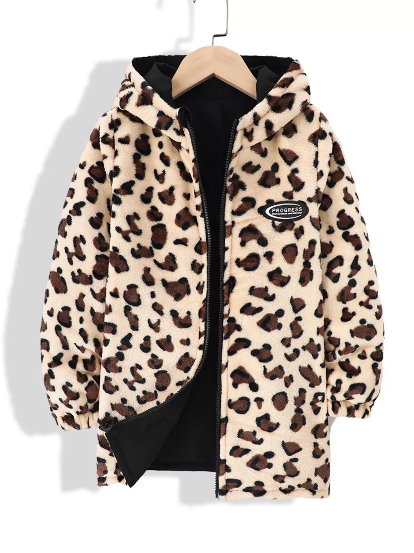 Trendy Kids Apparel US Kids Clothing Children's Hooded Leopard Lined Warm Jacket