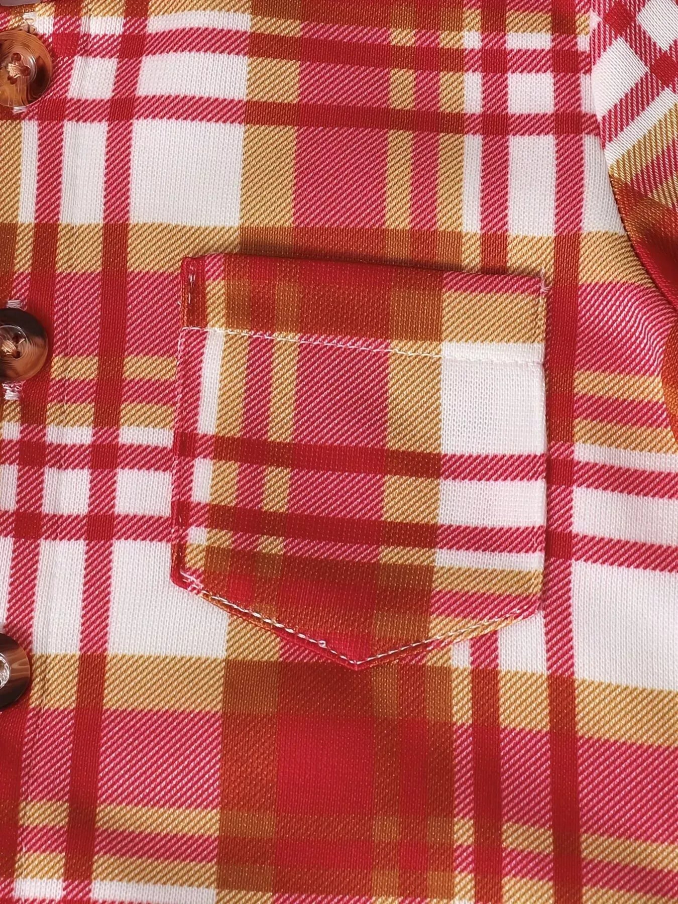 Trendy Kids Apparel US Kids Clothing Children's Plaid Button Up Hooded Top & Pants Set