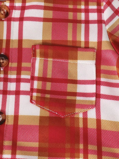 Trendy Kids Apparel US Kids Clothing Children's Plaid Button Up Hooded Top & Pants Set