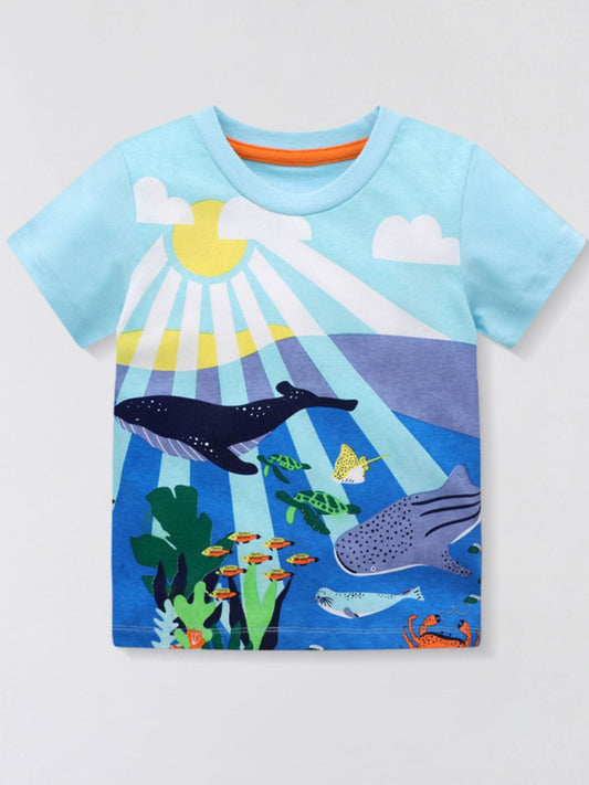 Trendy Kids Apparel US Kids Clothing Children's Printed Round Neck Short Sleeve T-Shirt