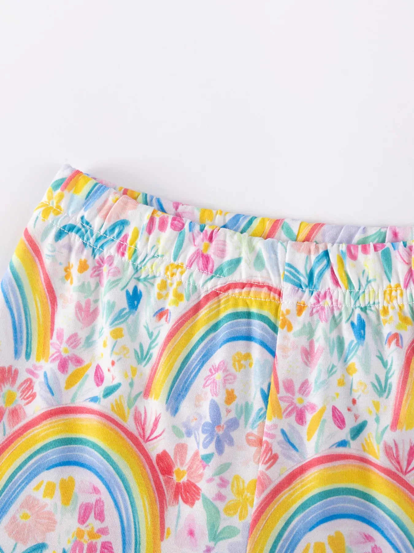 Trendy Kids Apparel US Kids Clothing Children's Rainbow Ruffle Sleeve Top & Capri Set