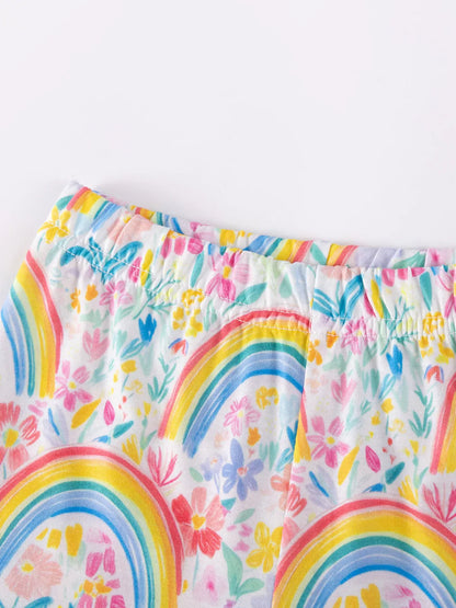 Trendy Kids Apparel US Kids Clothing Children's Rainbow Ruffle Sleeve Top & Capri Set