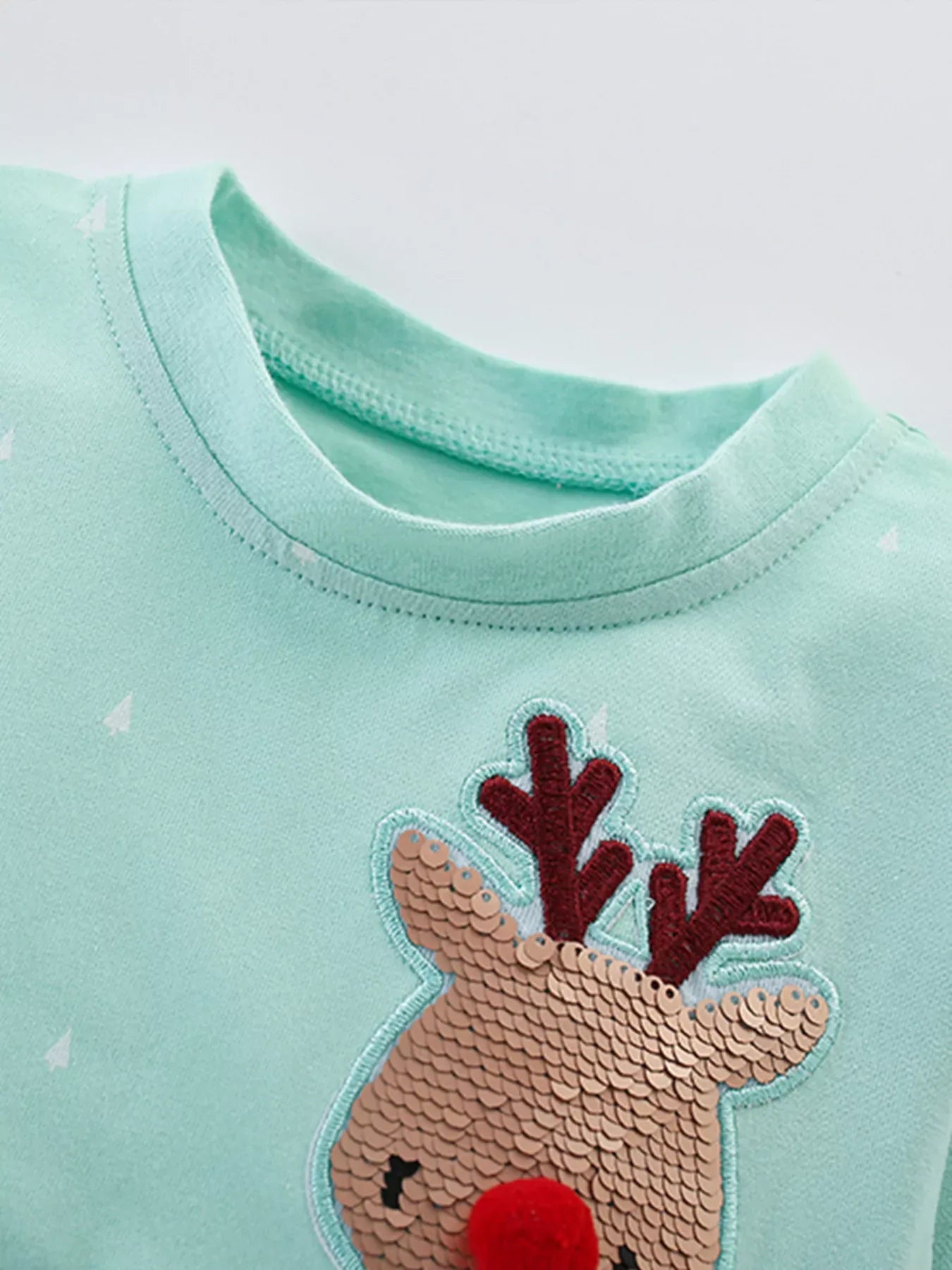 Trendy Kids Apparel US Kids Clothing Children's Reindeer & Christmas Tree Sequin Long Sleeve Dress