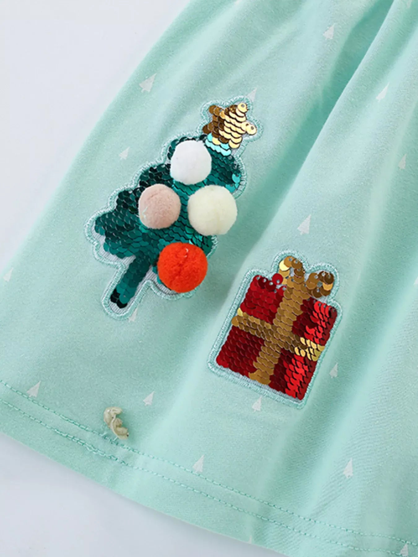 Trendy Kids Apparel US Kids Clothing Children's Reindeer & Christmas Tree Sequin Long Sleeve Dress