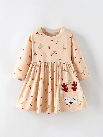 Trendy Kids Apparel US Kids Clothing Children's Reindeer Long Sleeve Dress