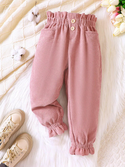 Trendy Kids Apparel US Kids Clothing Children's Ruffled Hem Corduroy Pants