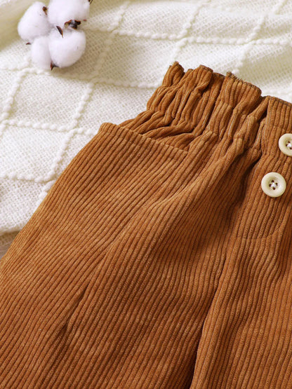 Trendy Kids Apparel US Kids Clothing Children's Ruffled Hem Corduroy Pants