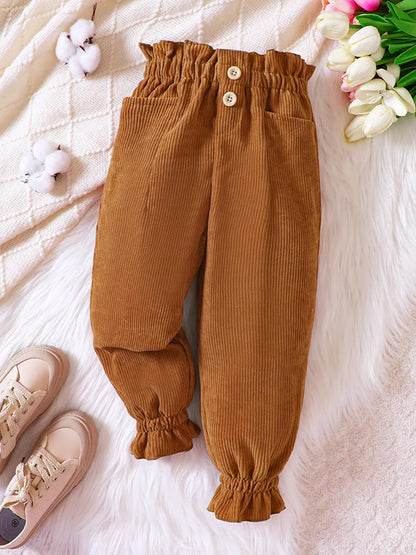 Trendy Kids Apparel US Kids Clothing Children's Ruffled Hem Corduroy Pants