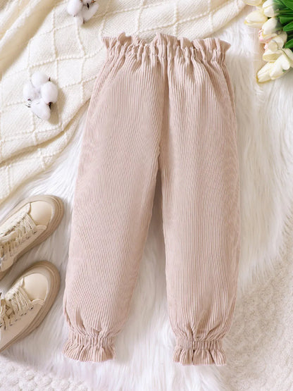Trendy Kids Apparel US Kids Clothing Children's Ruffled Hem Corduroy Pants