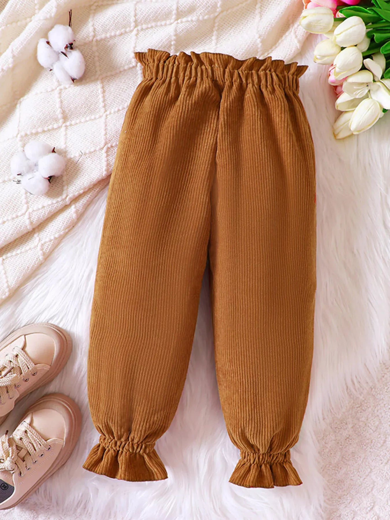 Trendy Kids Apparel US Kids Clothing Children's Ruffled Hem Corduroy Pants