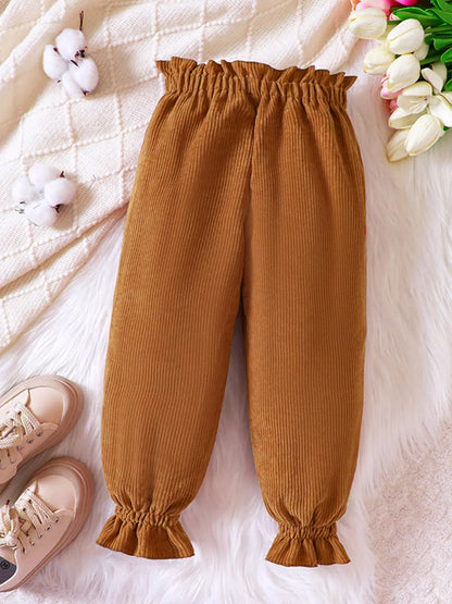 Trendy Kids Apparel US Kids Clothing Children's Ruffled Hem Corduroy Pants