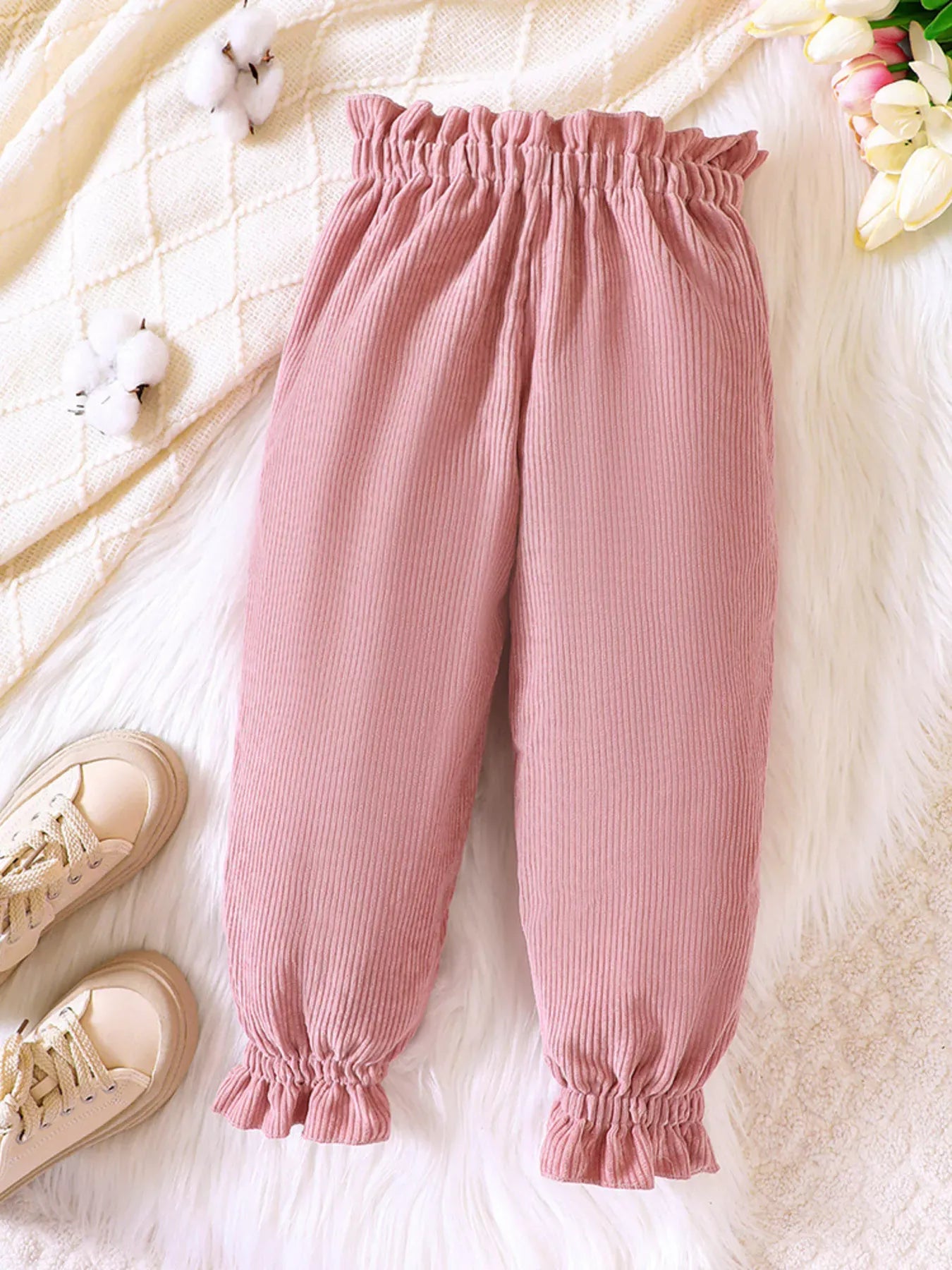 Trendy Kids Apparel US Kids Clothing Children's Ruffled Hem Corduroy Pants