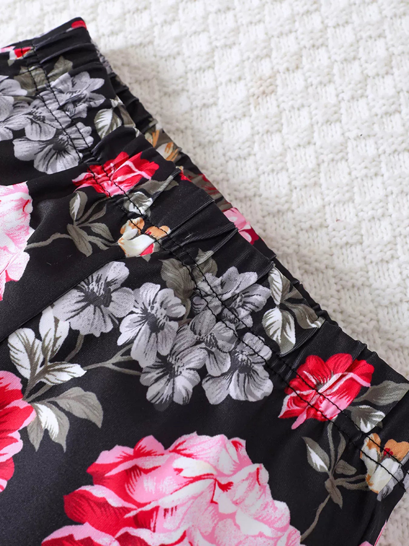 Trendy Kids Apparel US Kids Clothing Children's Solid Top & Floral Flare Pants Set