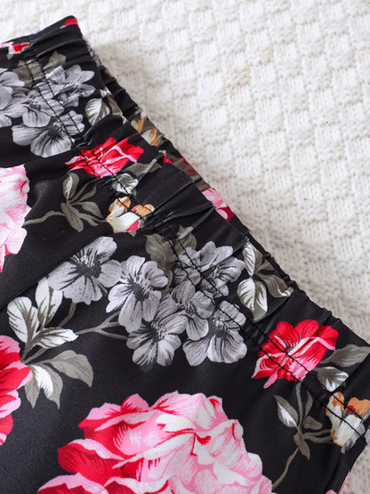 Trendy Kids Apparel US Kids Clothing Children's Solid Top & Floral Flare Pants Set