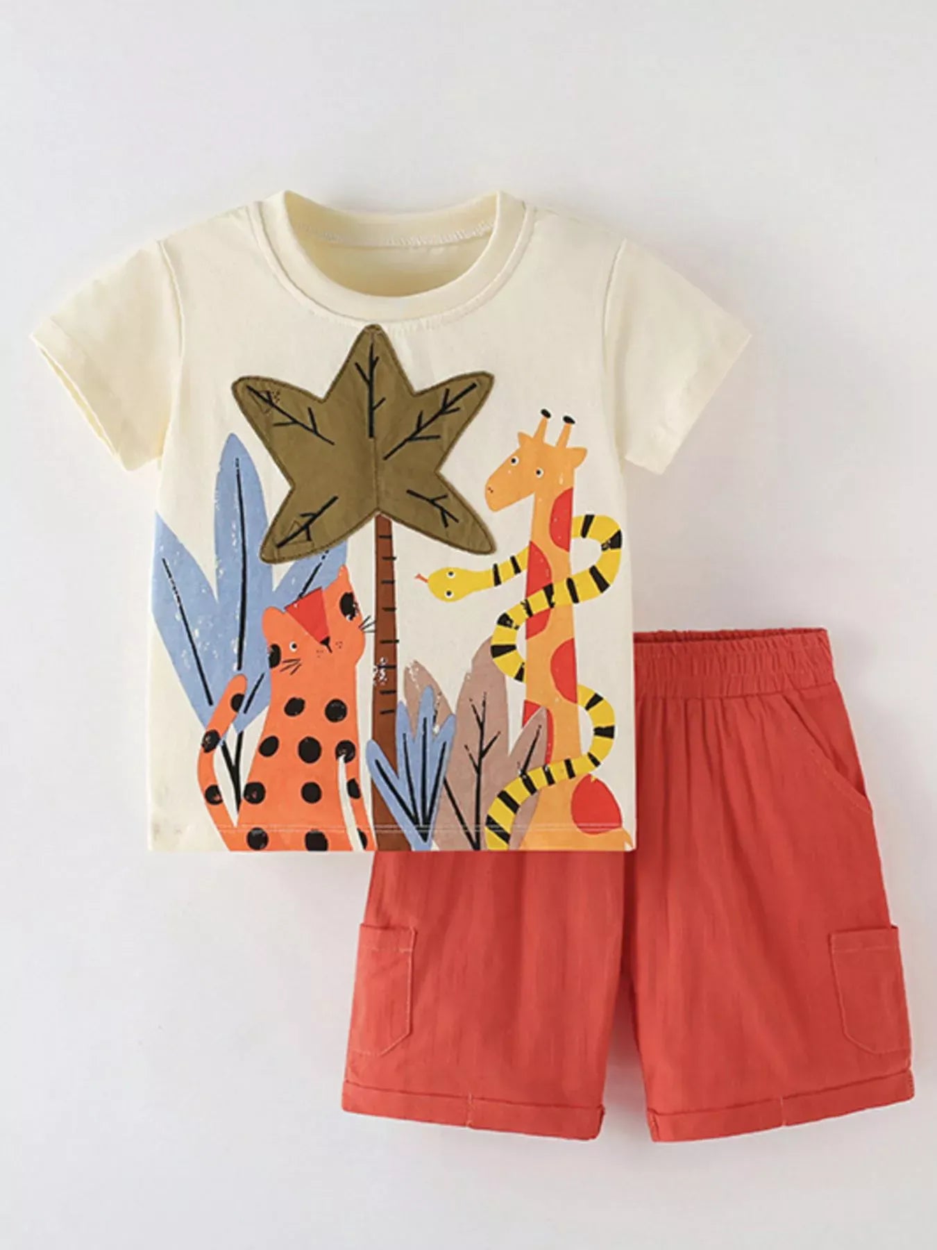 Trendy Kids Apparel US Kids Clothing Children's Tropical Adventure T-Shirt and Shorts Set