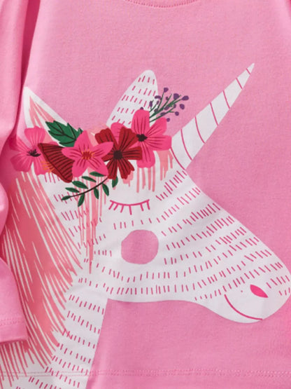 Trendy Kids Apparel US Kids Clothing Girl's Cute Unicorn Graphic Long Sleeve T-Shirt
