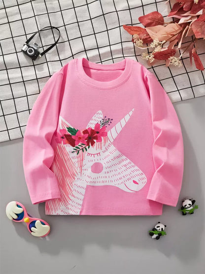 Trendy Kids Apparel US Kids Clothing Girl's Cute Unicorn Graphic Long Sleeve T-Shirt
