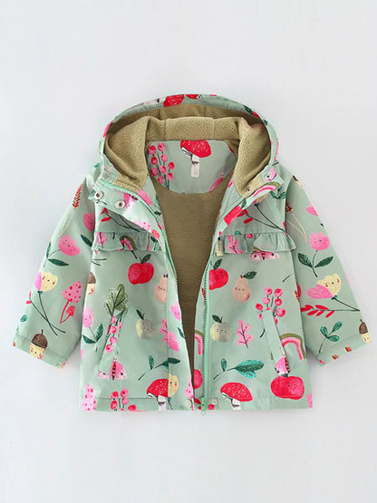 Trendy Kids Apparel US Kids Clothing Girl's Printed Long Sleeve Hooded Jacket